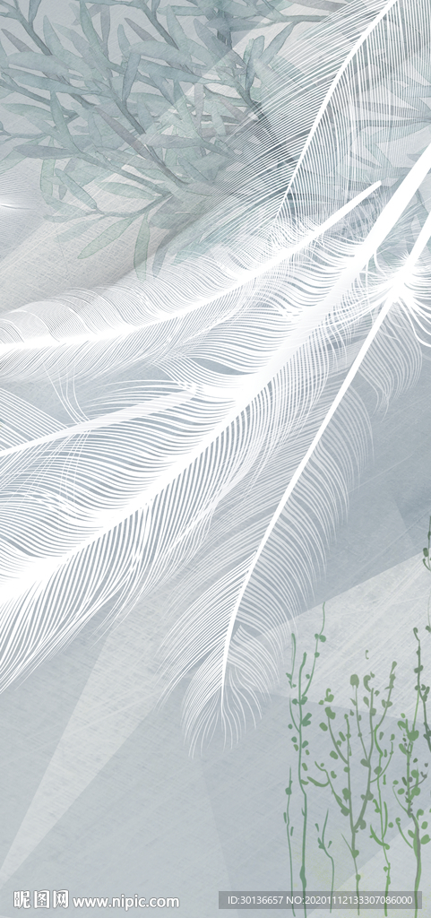 羽毛欧式玄关画 tif分层