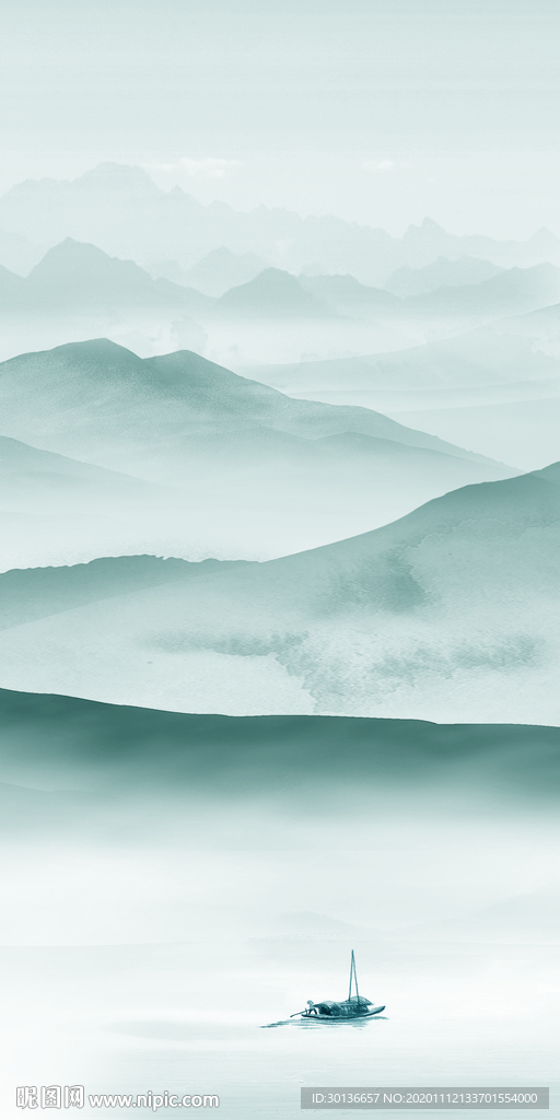 蓝色大气玄关画 tif分层