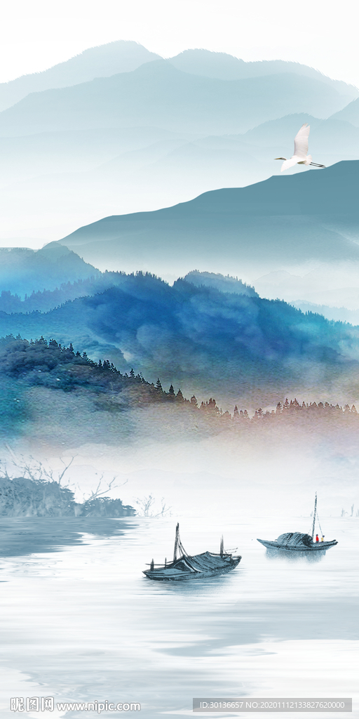 简约大气玄关山水 TIF分层