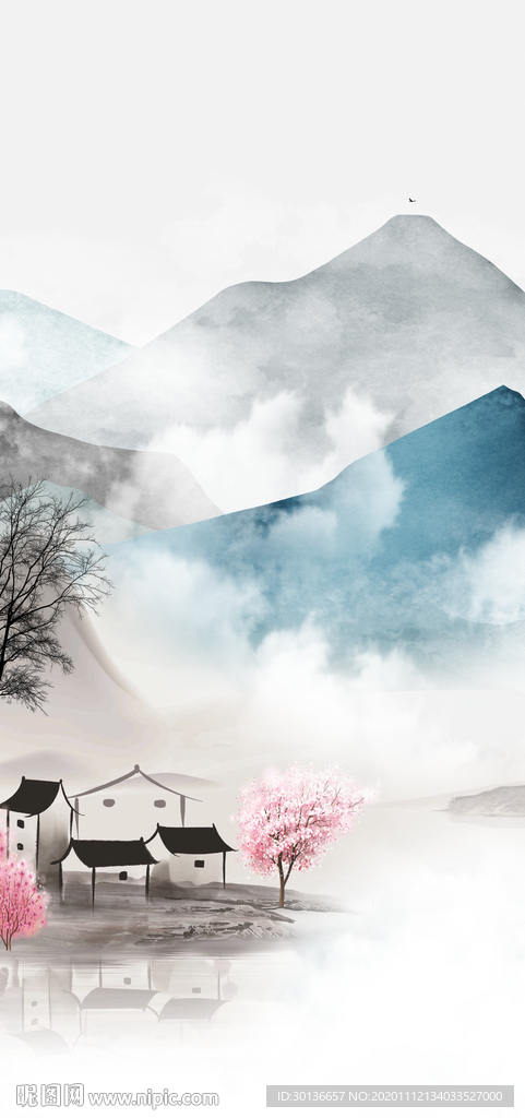 现代大气玄关山水 TIF分层