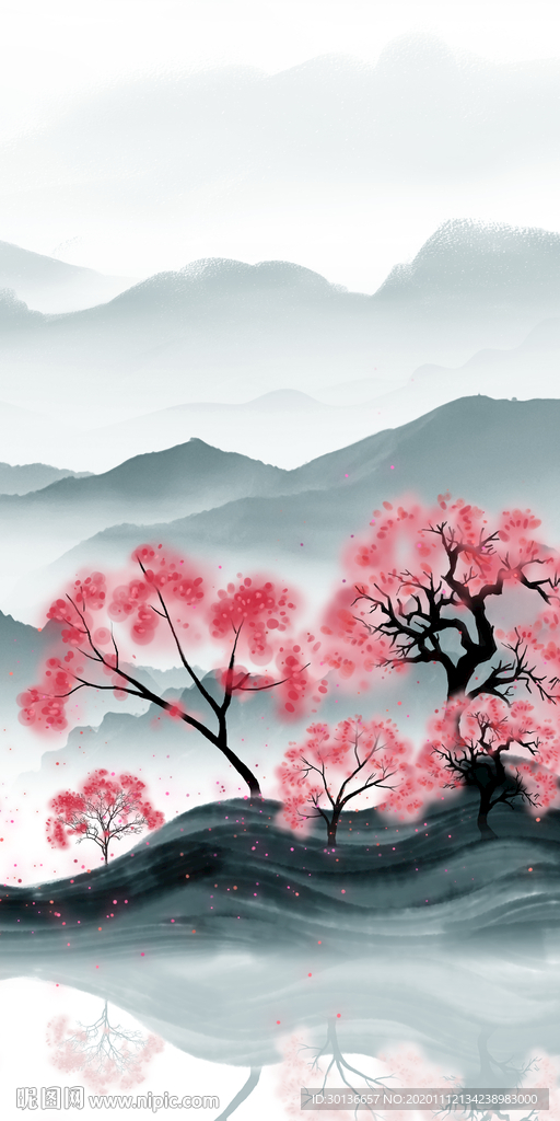 高端新款玄关山水 TIF分层