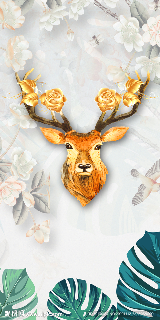 麋鹿新款玄关山水 TIF分层