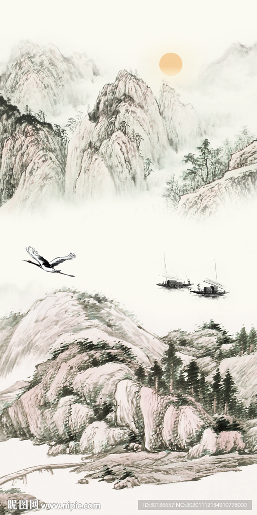 高档 新款玄关山水 TIF分层