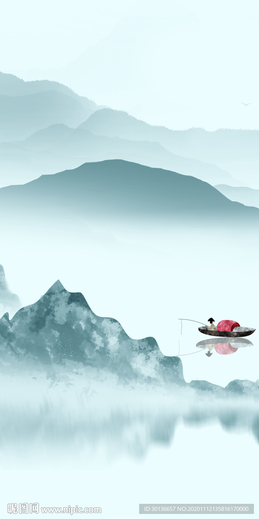 蓝色新款玄关画 tif分层