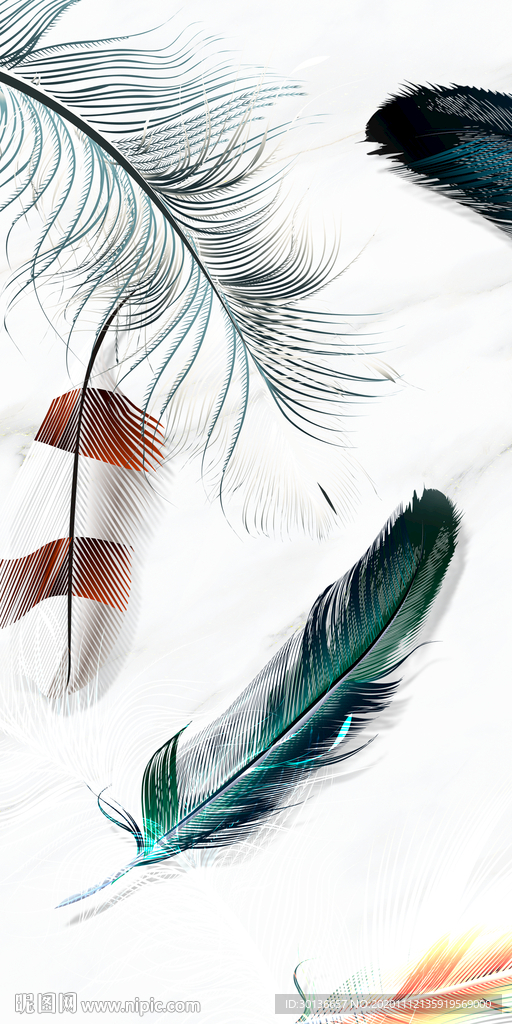 羽毛大气玄关画 tif分层