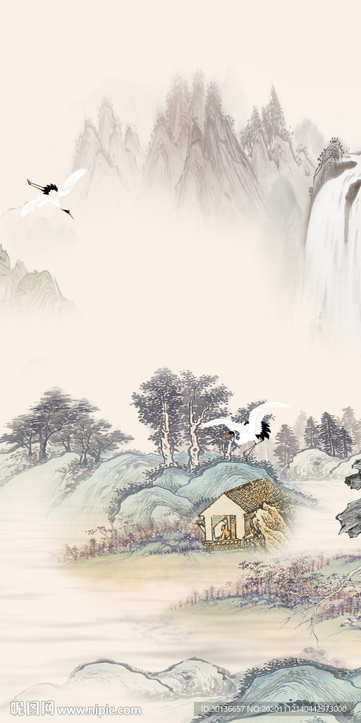 中式新款玄关画 tif分层