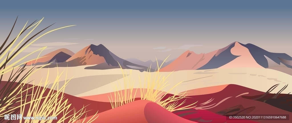 手绘矢量风景画