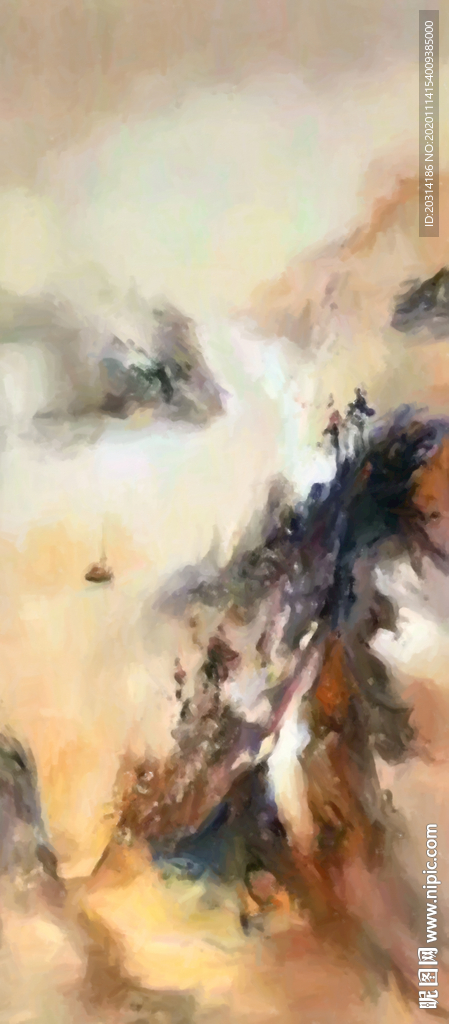 山水抽象油画竖版壁画