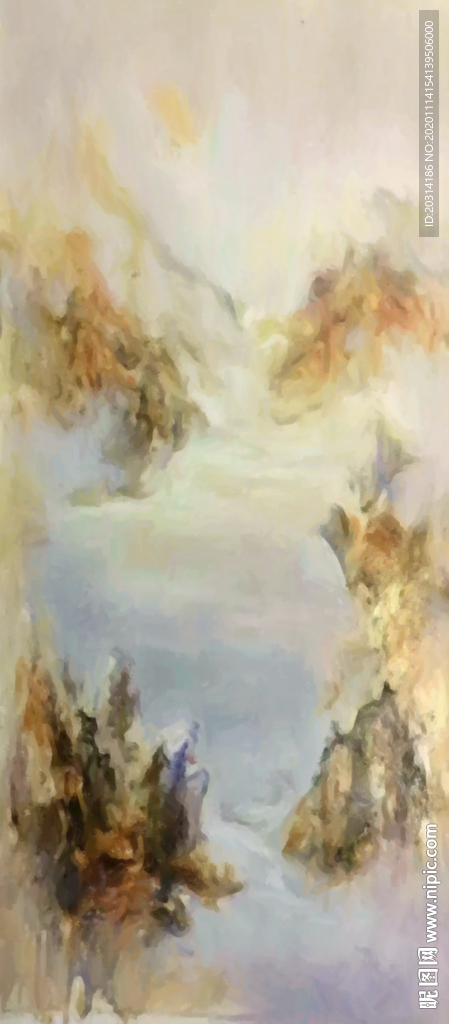 新中式山水中国风玄关壁画