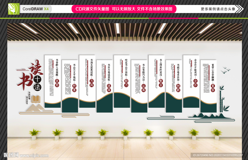 读书十法 读书方法文化墙