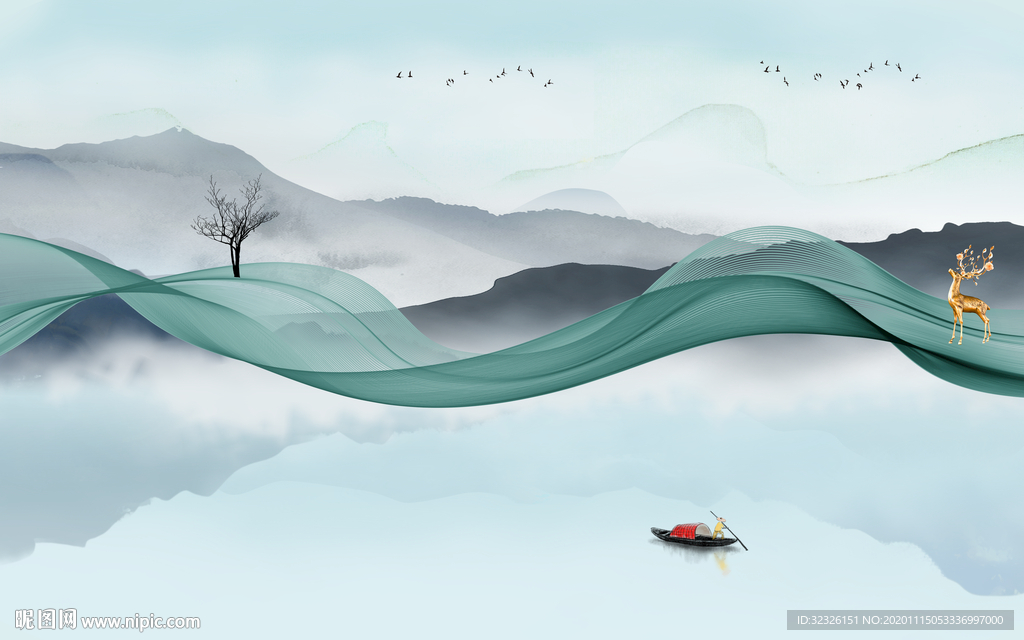 爆款意境新山水画 TIF分层