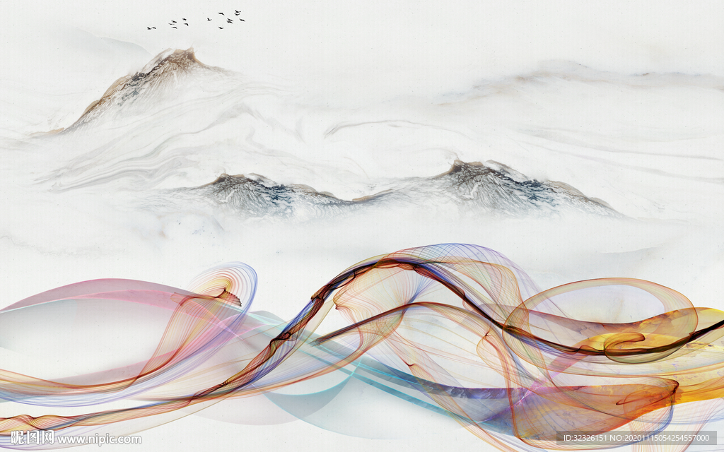 最新意境新山水画 TIF分层