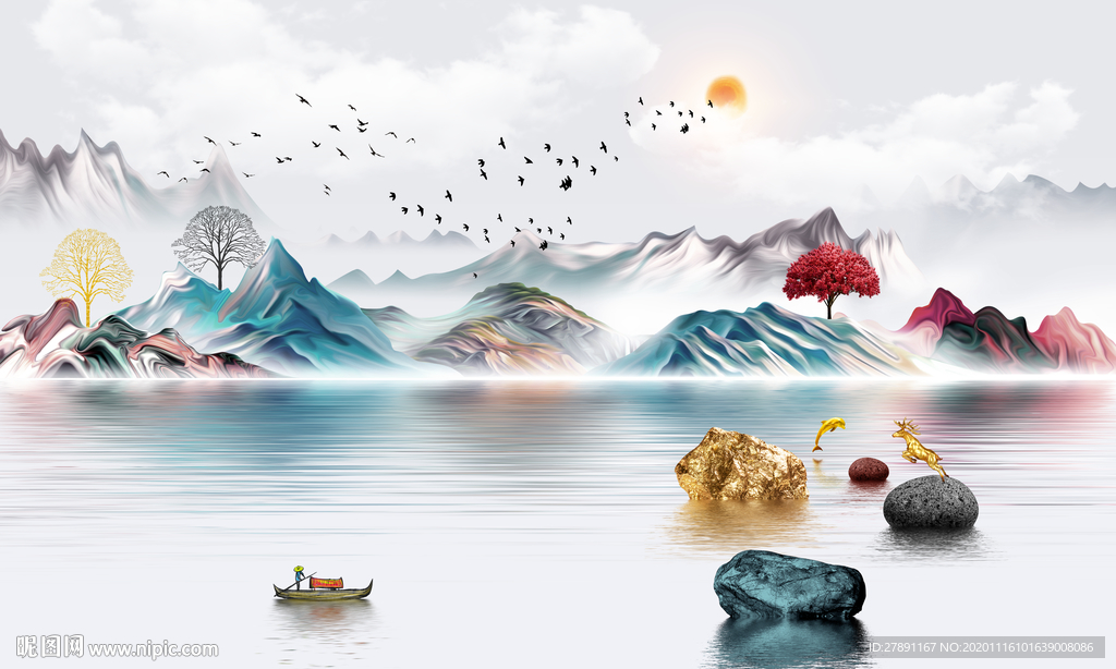 石来运转山水背景