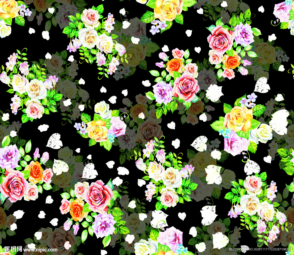 热带花 数码印花 手绘花 大牌