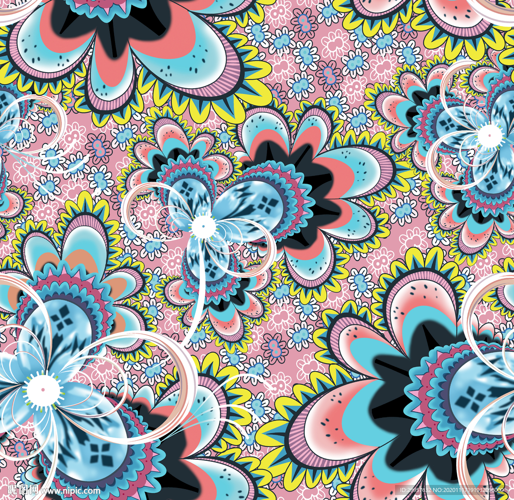 大牌 数码印花 花