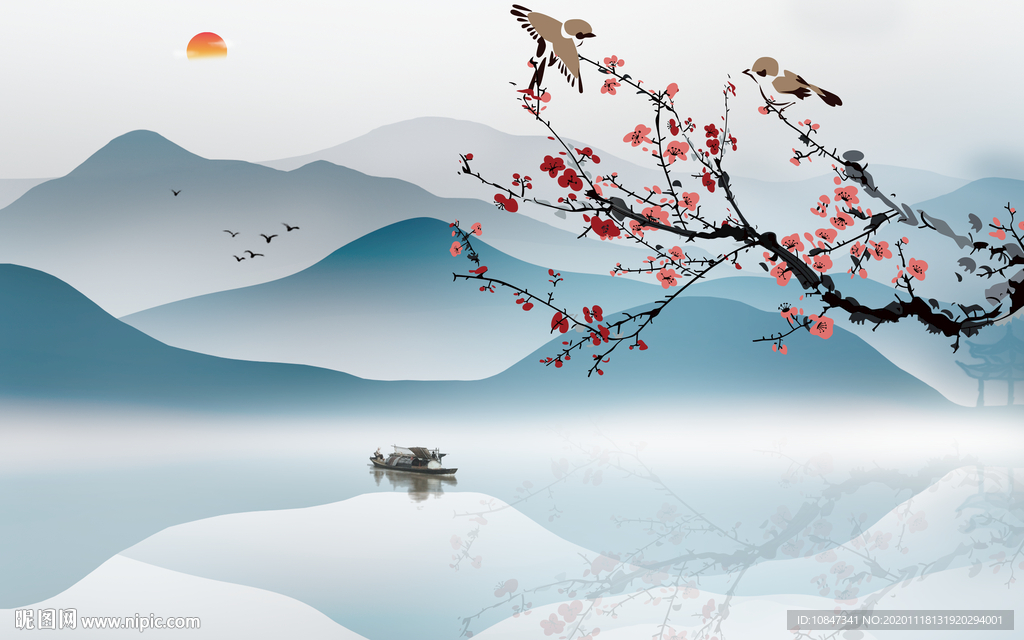 水墨高端山水画 TIF分层