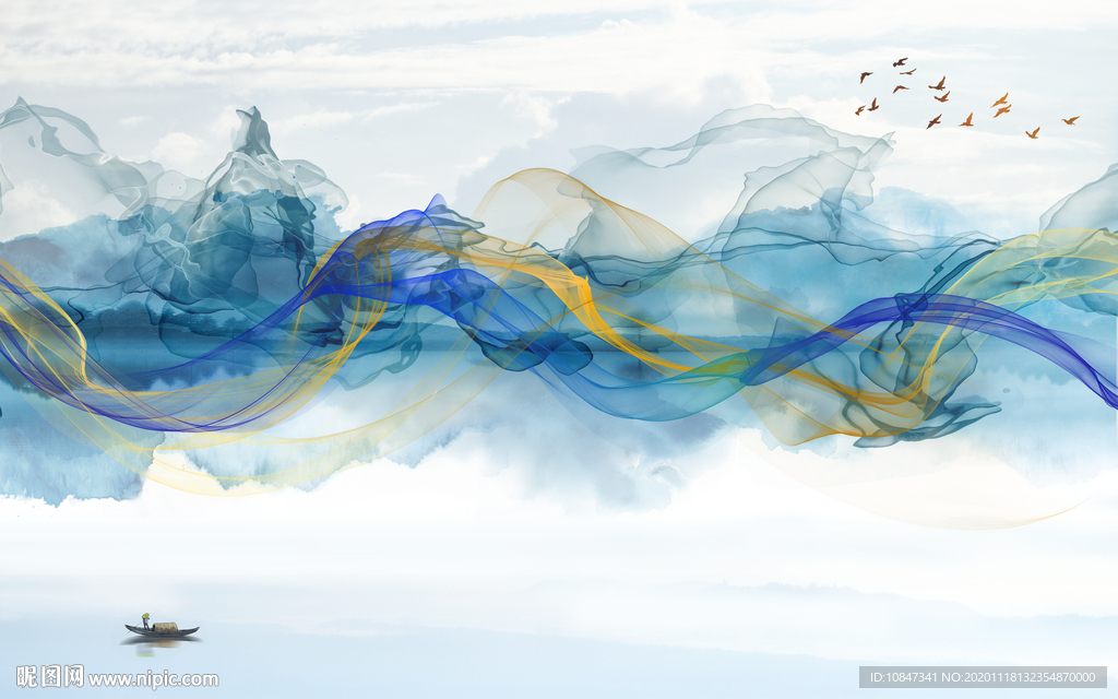 中式 高端山水画 TIF分层