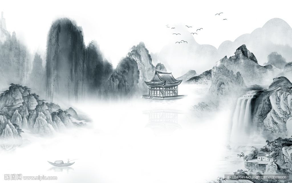 最新高端山水画 TIF分层