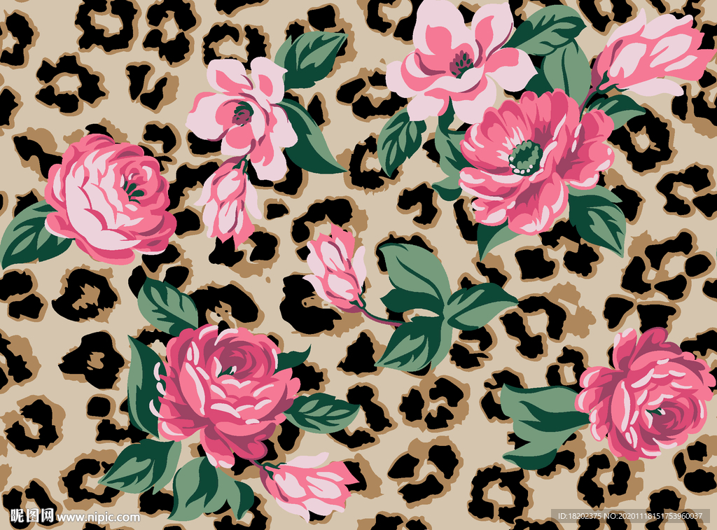豹纹底牡丹花