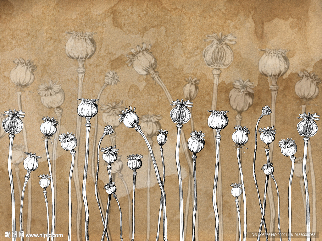 欧式复古树叶暗纹底纹个性树叶