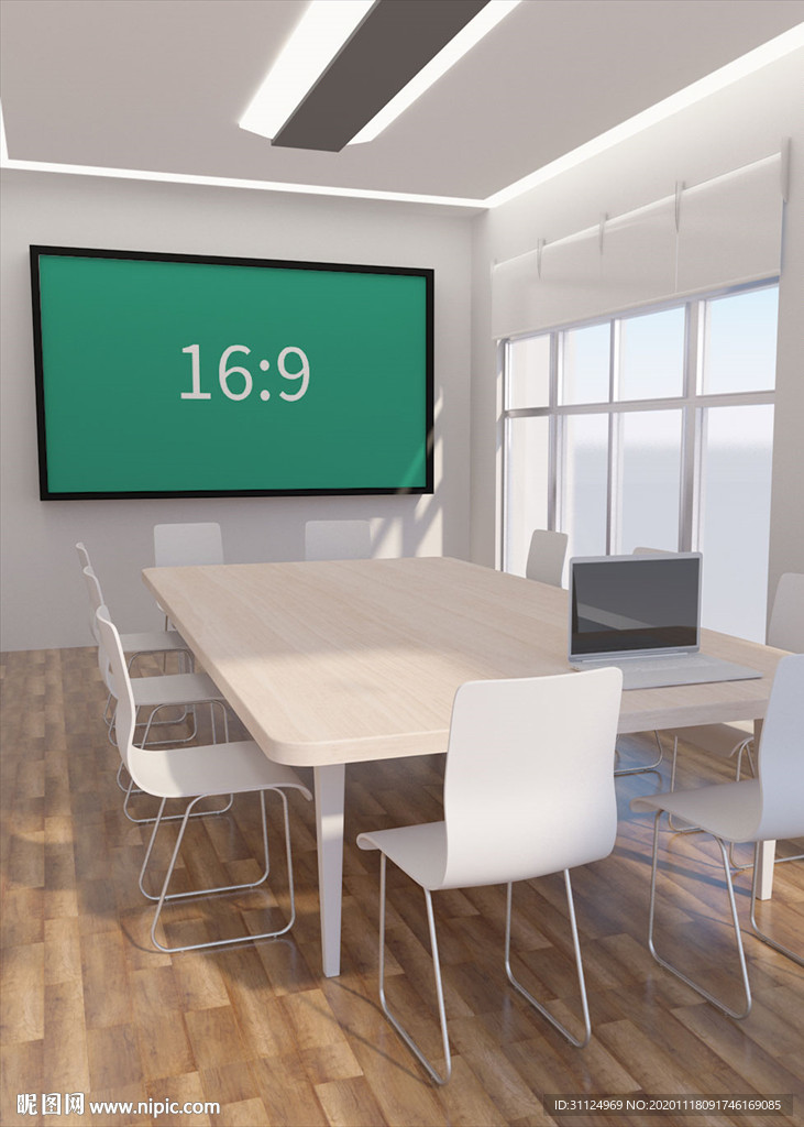 办公场景投影仪幕布样机