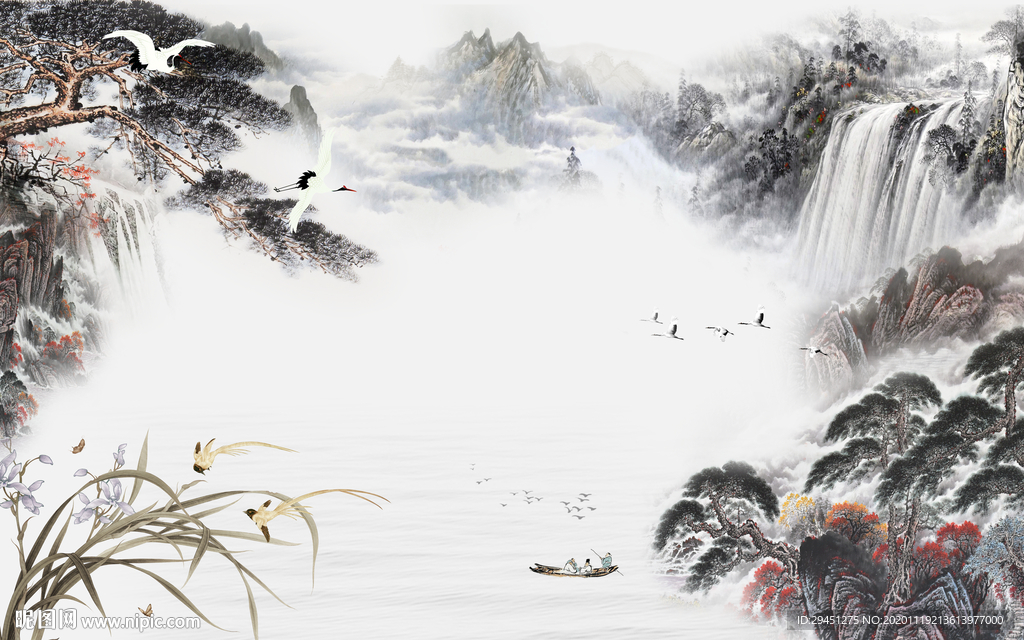 大气中式风山水画 tif分层