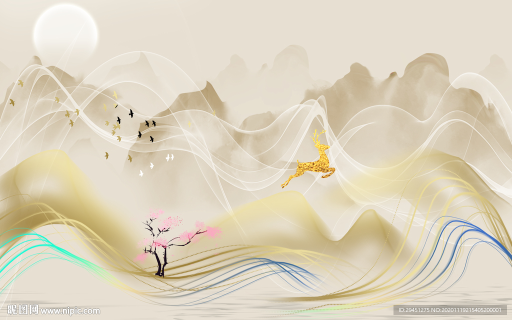 最新欧式风山水画 tif分层