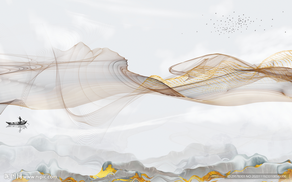 线条 客厅意境山水 TIF分层