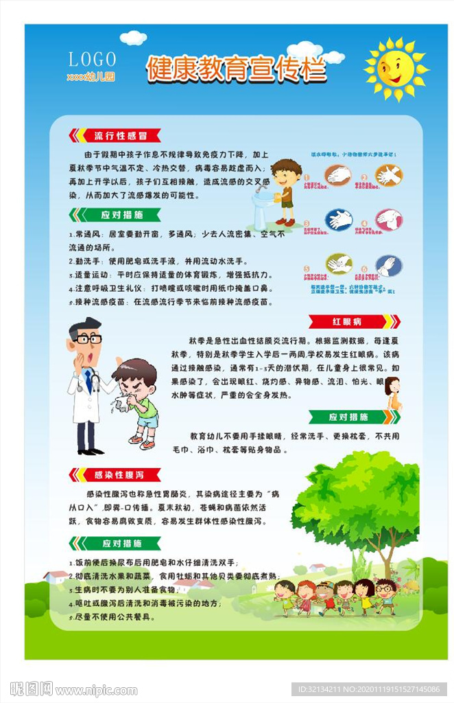 幼儿园卡通健康教育宣传海报