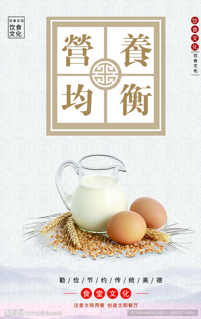 营养均衡海报 食堂文化挂画