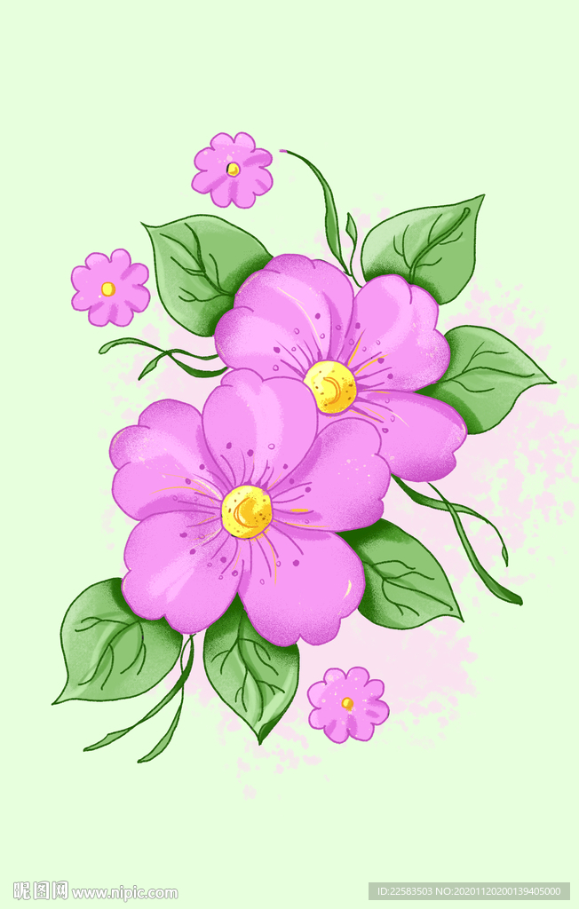 两朵卡通红色花朵插画