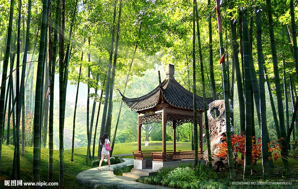 中式四角亭效果图