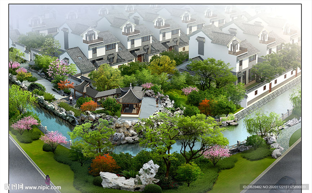 中式园林景观效果图