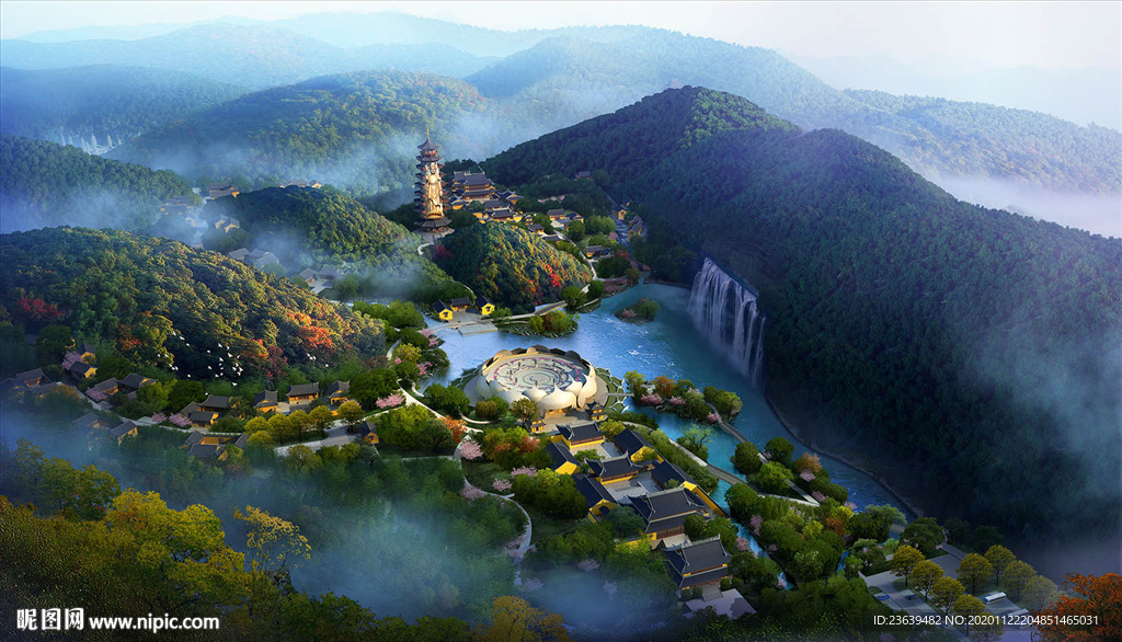 寺庙风景区旅游规划 效果图