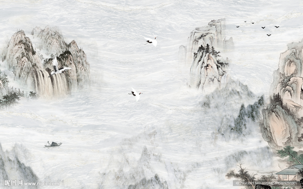 新品 新客厅山水画 tif分层