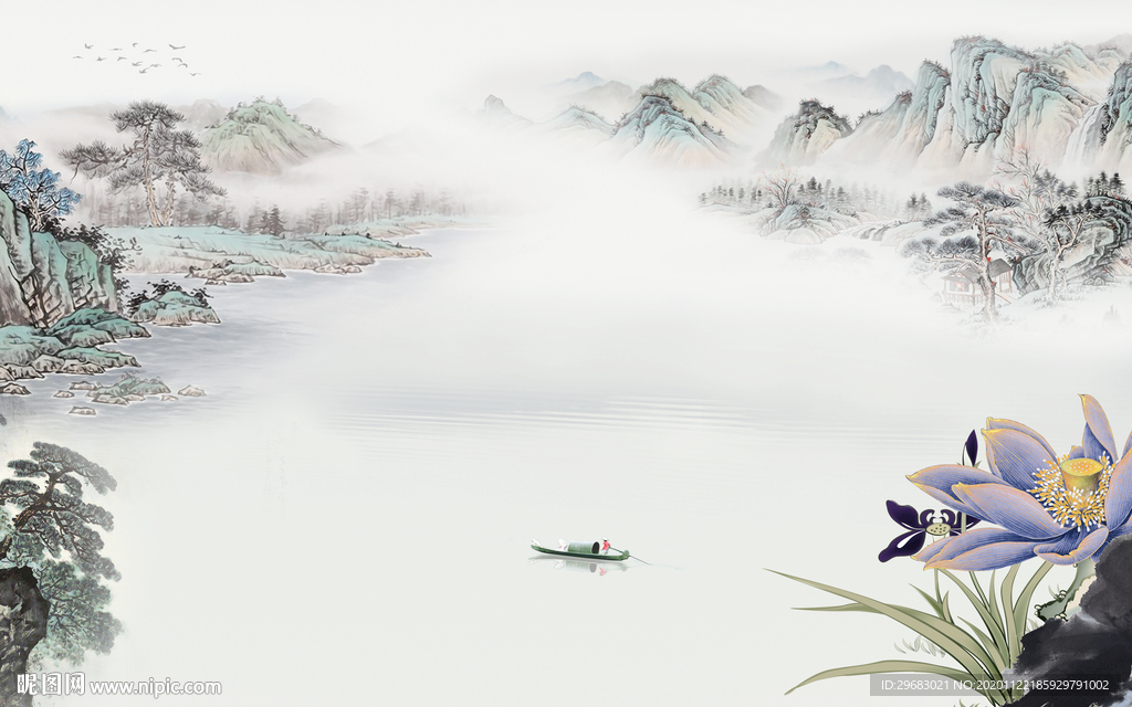 最新客厅山水画 tif分层