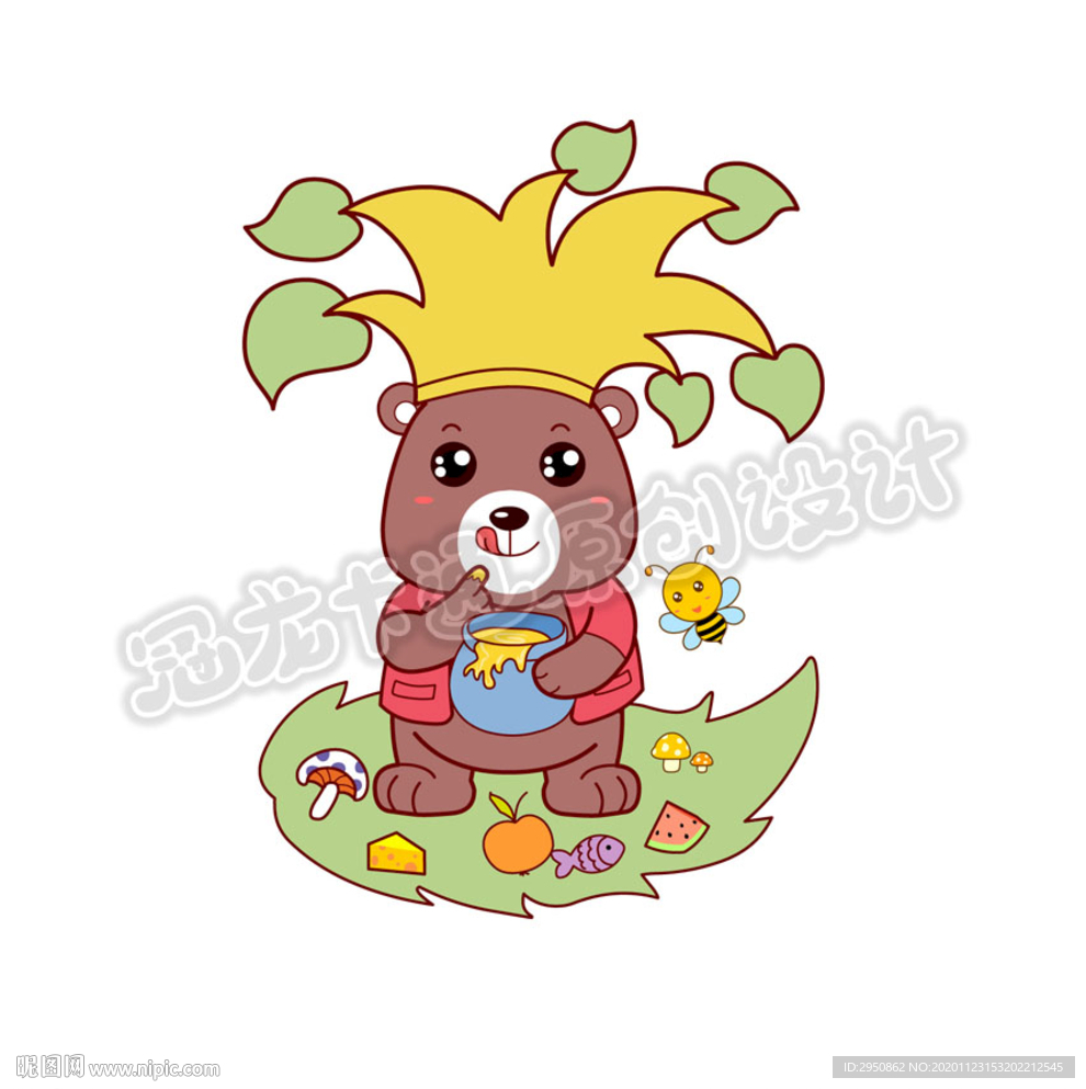 小熊吃蜂蜜矢量插画