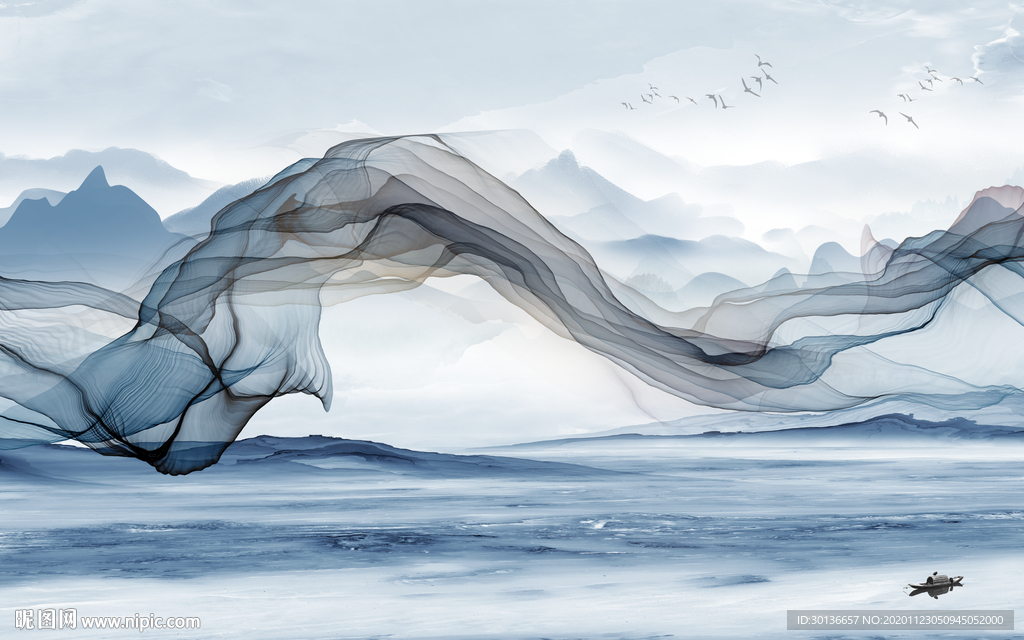 烟雾新款中式山水 TIF分层