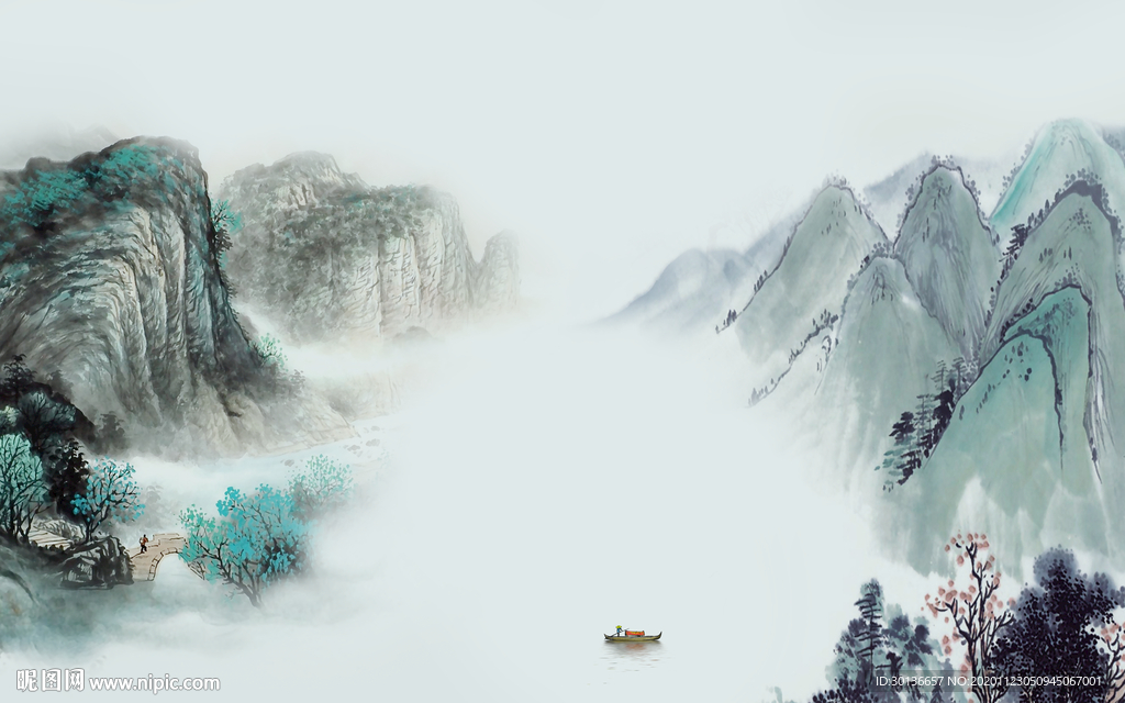 国画 新款中式山水 TIF分层