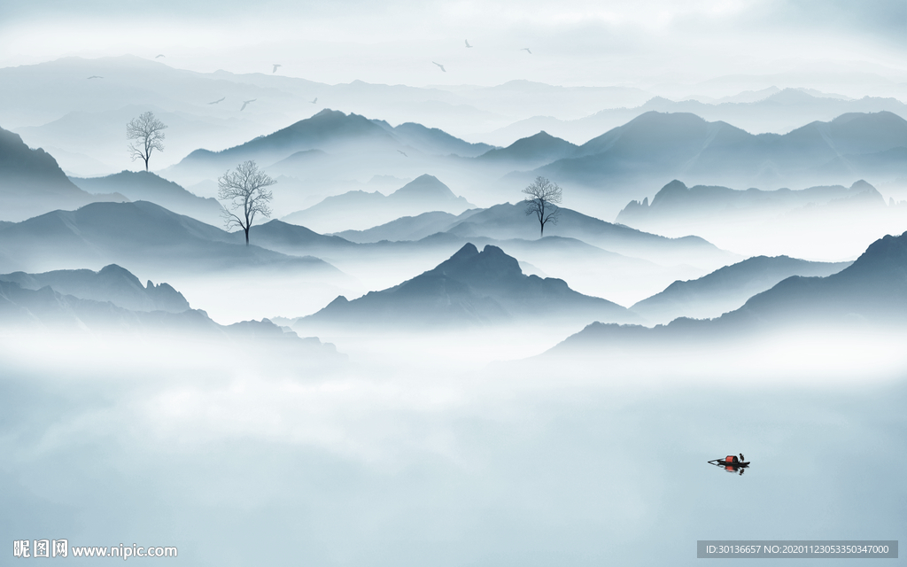 中国风新款中式山水 TIF分层