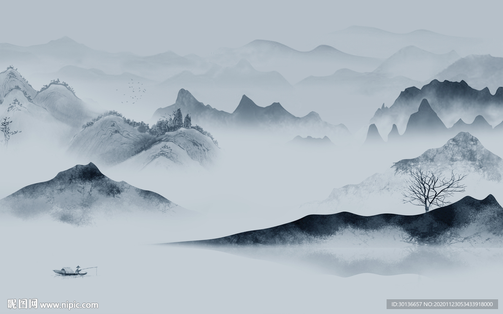 最新款中式山水 TIF分层