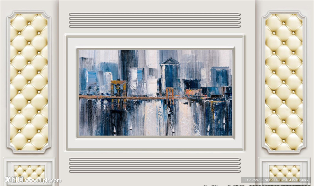 欧式软包建筑油画背景墙