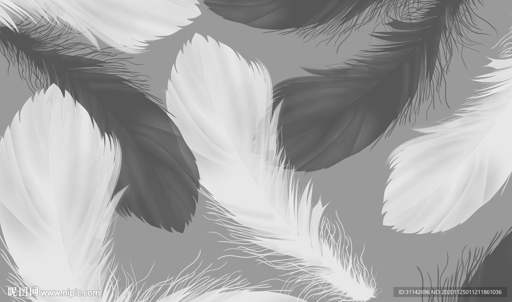 北欧抽象羽毛背景墙壁画图片