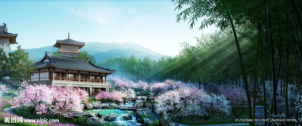 中式园林景观效果图