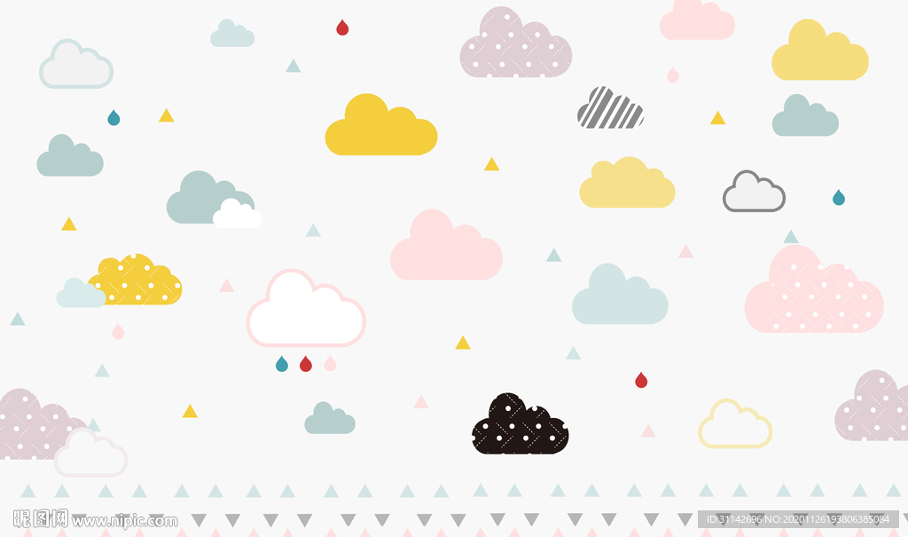 可爱卡通梦幻云朵世界背景墙图片