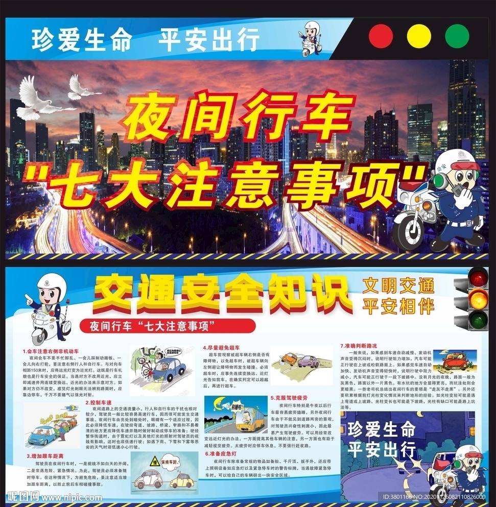 夜间行车交通安全展板