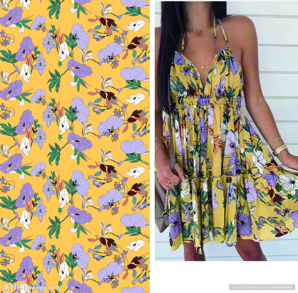 大牌水彩花 数码印花