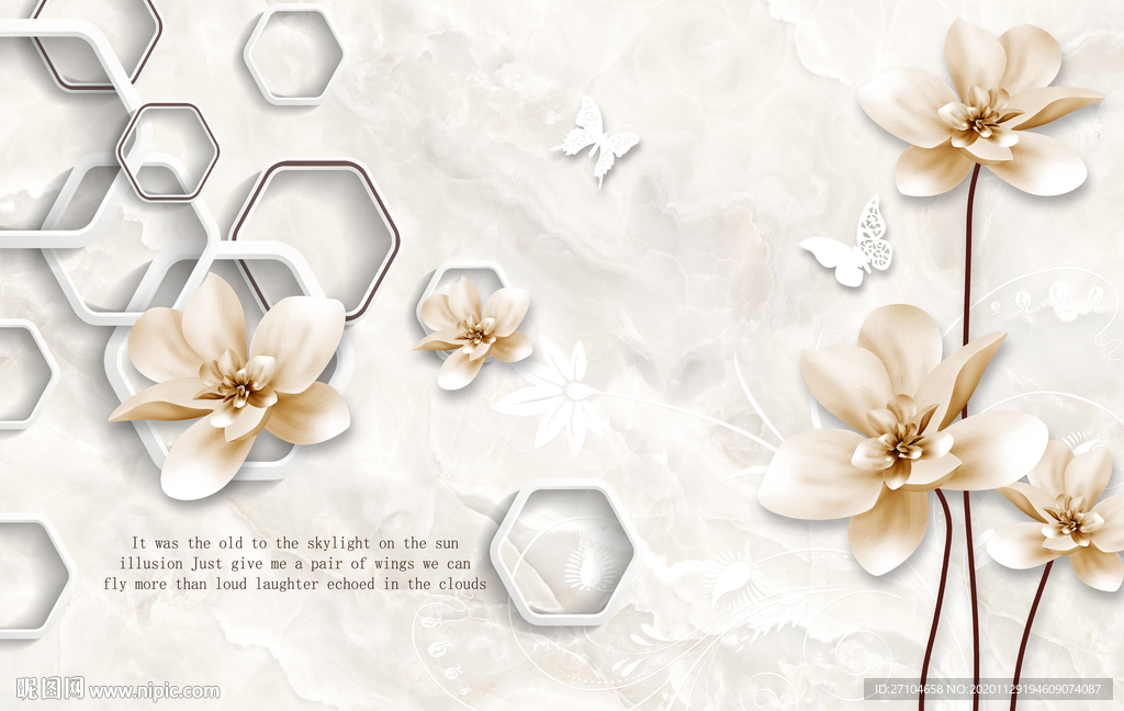 浮雕立体玉兰花背景墙