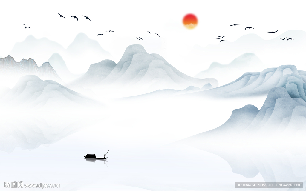 简约现代新山水画 TIF分层