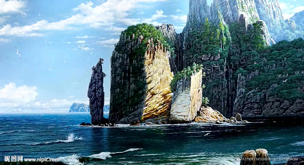 海洋海岸风景油画